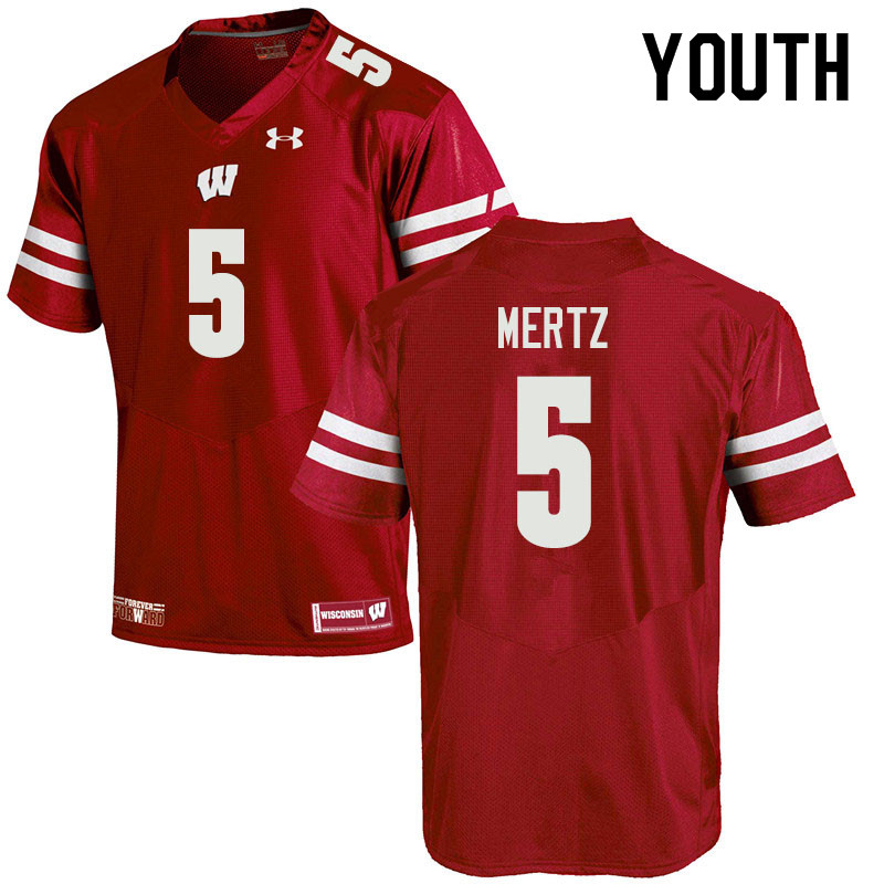 Youth #5 Graham Mertz Wisconsin Badgers College Football Jerseys Sale-Red